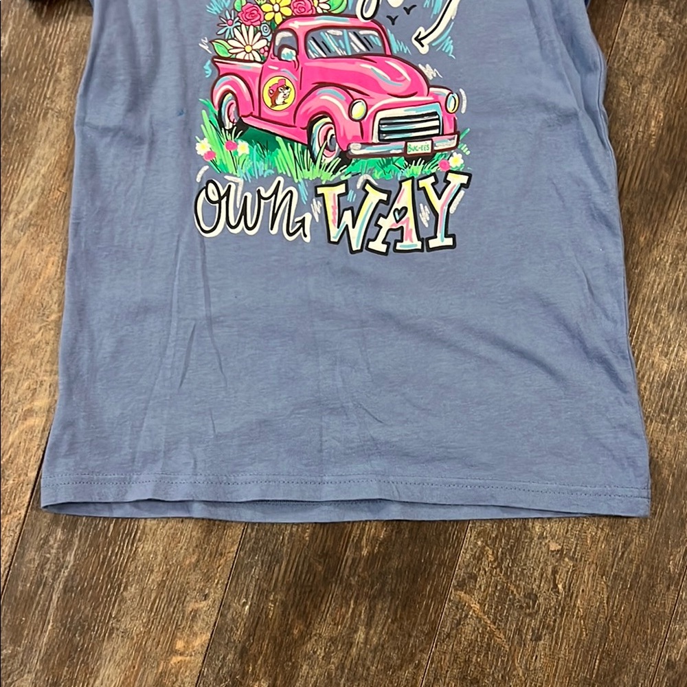 Blue Retro Graphic Short Sleeve Tee - Picture 4 of 11